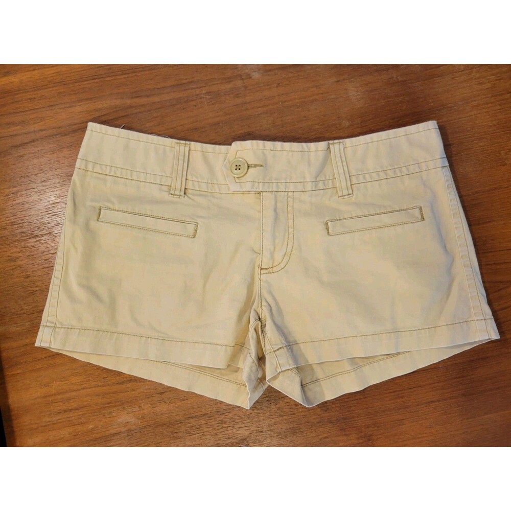 American Eagle Vintage Y2K Mini Shorts Women's Size 6 Low Rise Khaki Beige